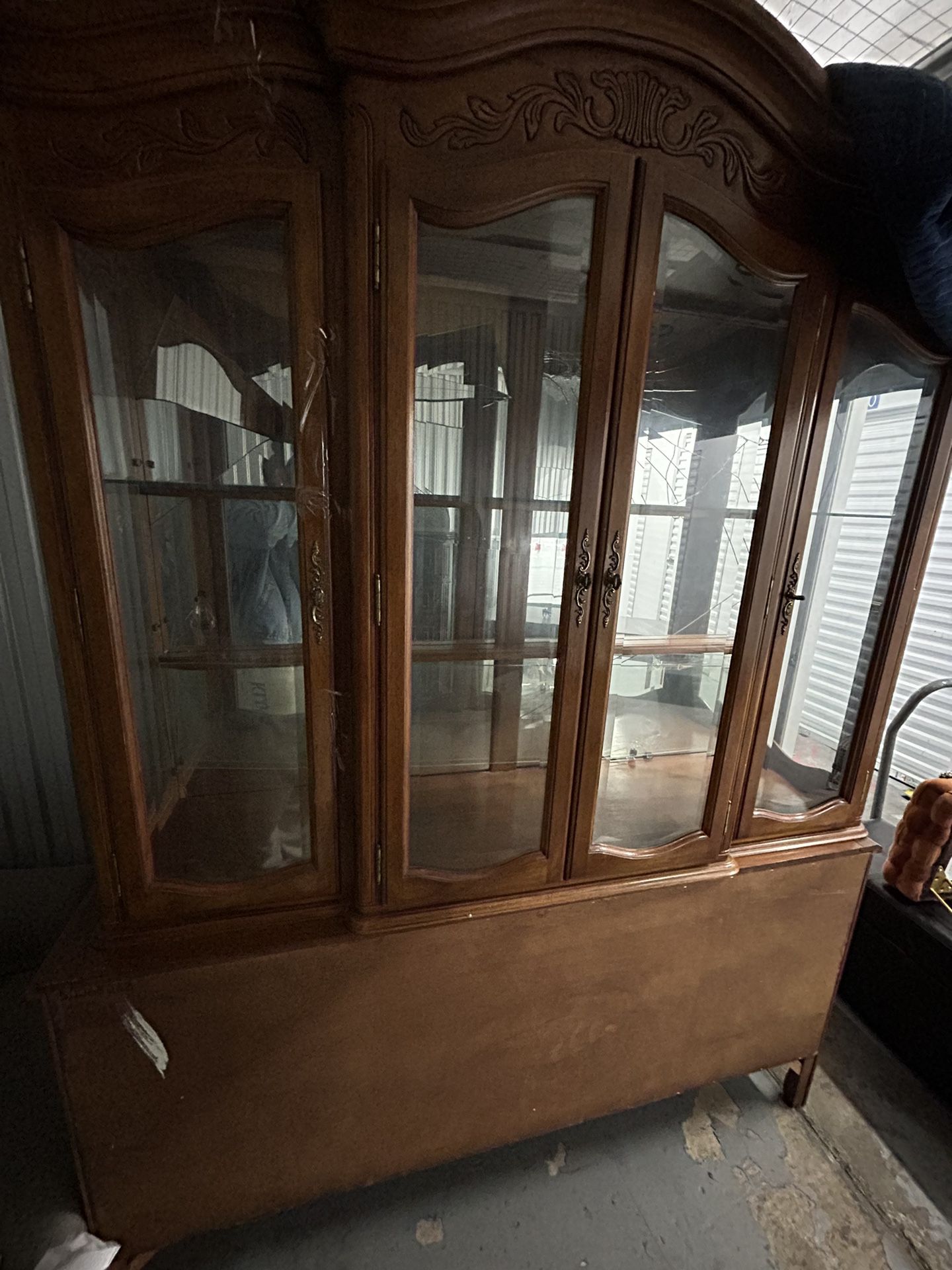Antique Hutch With Slight Mishap, Priced To Sell And Refurbish 