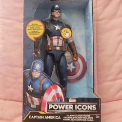Marvel Power Icons Captain America Talking Action Figure
