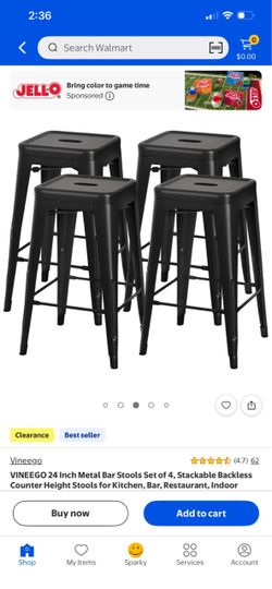 4 black metal stools
