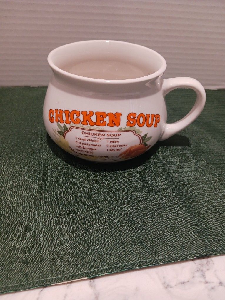 Vintage Soup Recipe Mug Cup Bowl ~ Chicken Soup