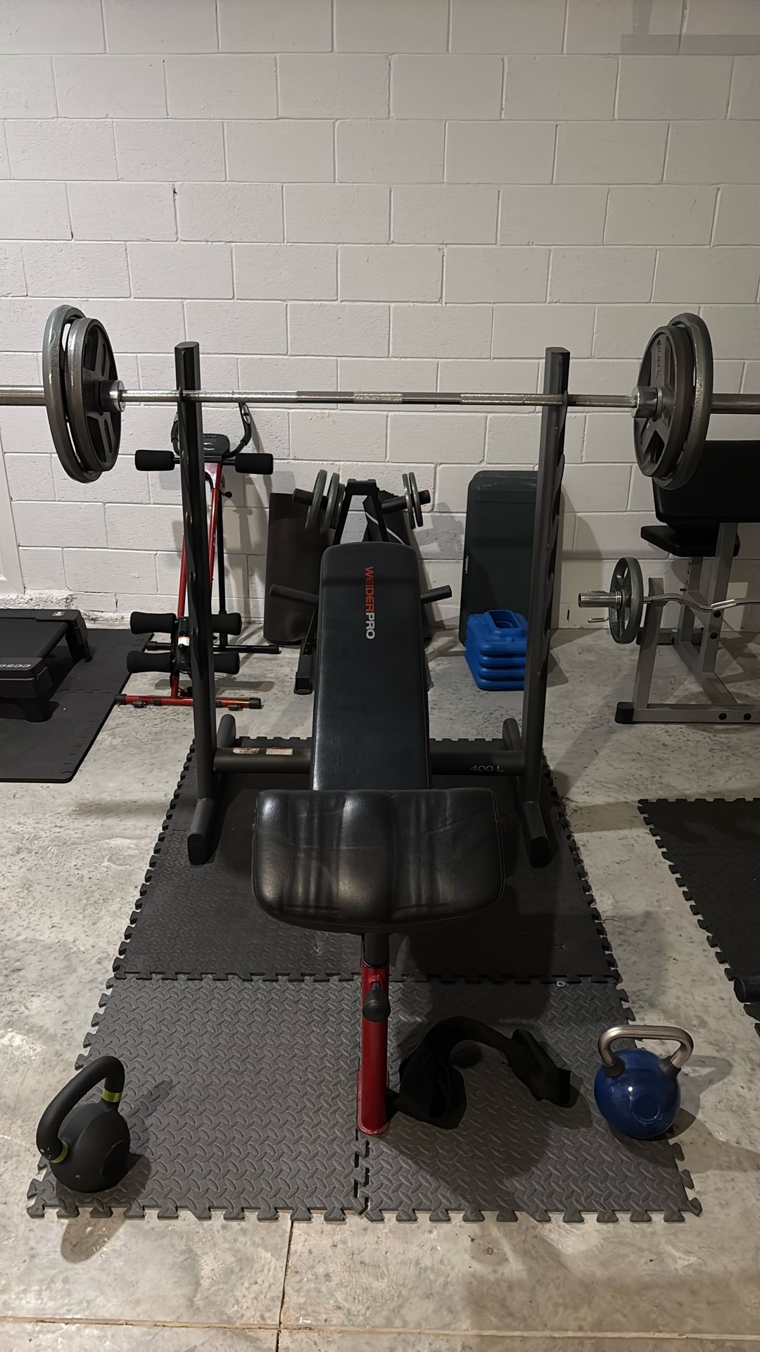 Adjustable Bench W/bar & Wieghts Included