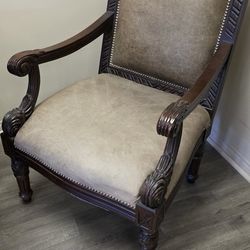 Leather Louis XV Style Armchair Pair
