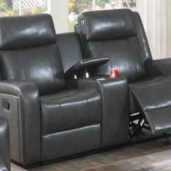 Brand New Manual Recliner Loveseat With Storage Cup Holders Extra Plush Seating