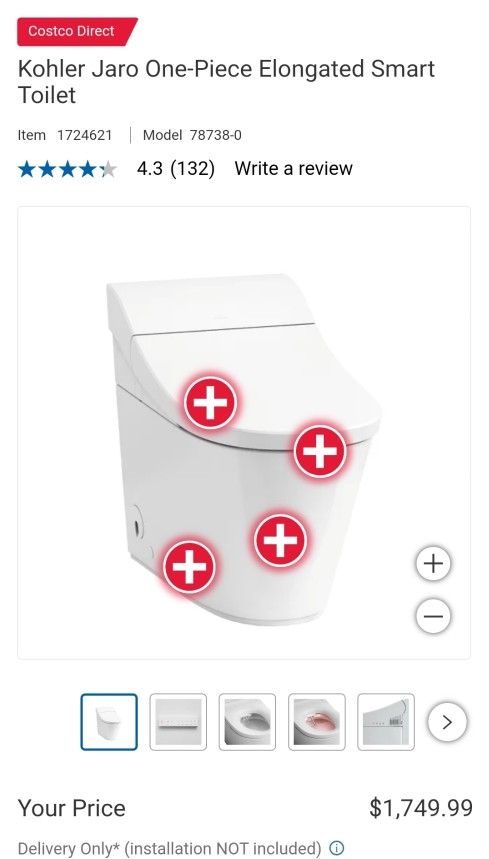 Kohler Jaro One-Piece Elongated Smart Toilet $1200