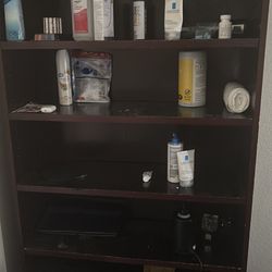 Book shelf, clothes rack, large queen mattress, queen sized metal bed frame