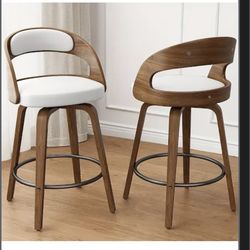 2 White Mode Century Bar Stools Brand New