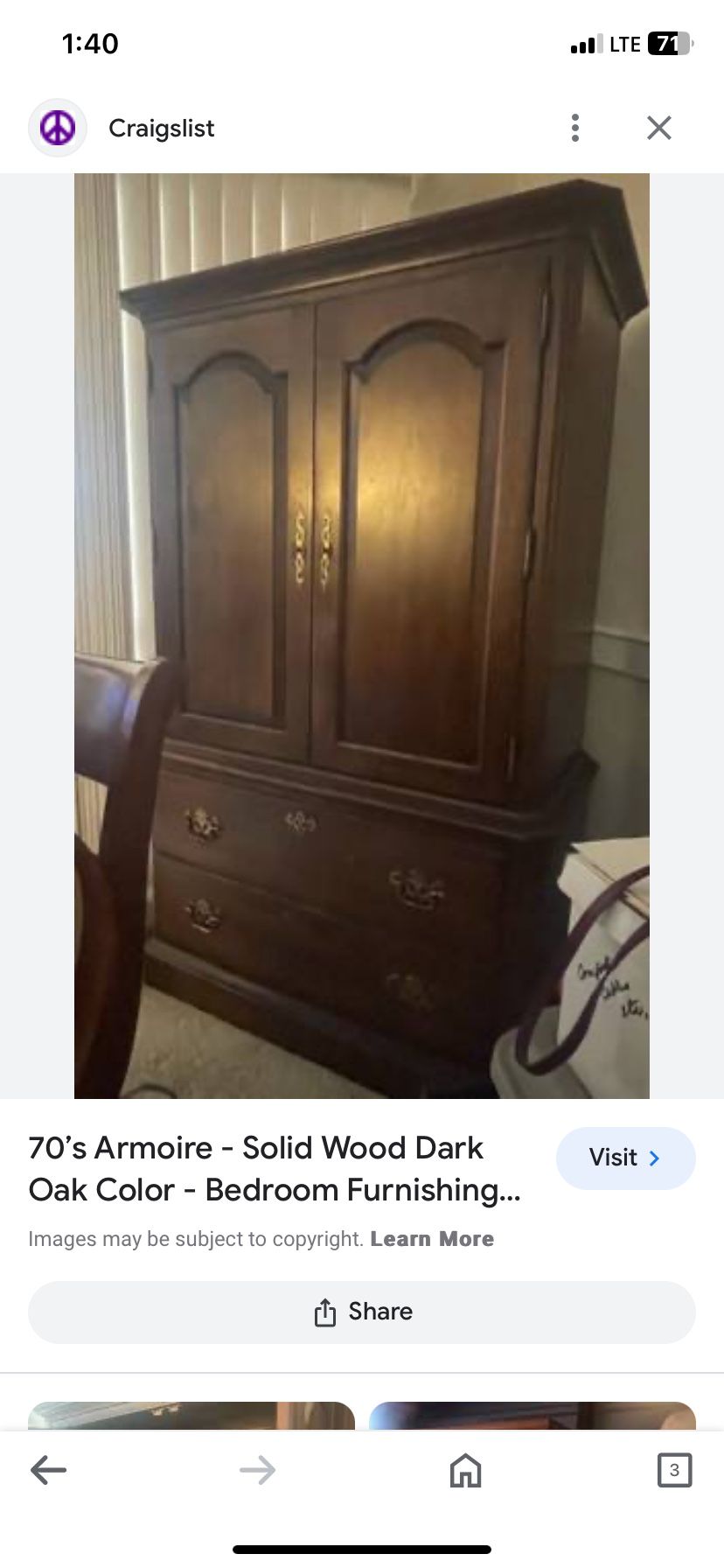 1970’s Armoire Solid Wood 