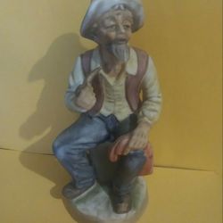 Napco Napcoware Old Man Sitting Pipe Ceramic Porcelain Vintage Collectible Cowboy Western West Grandpa C-5699 #5699