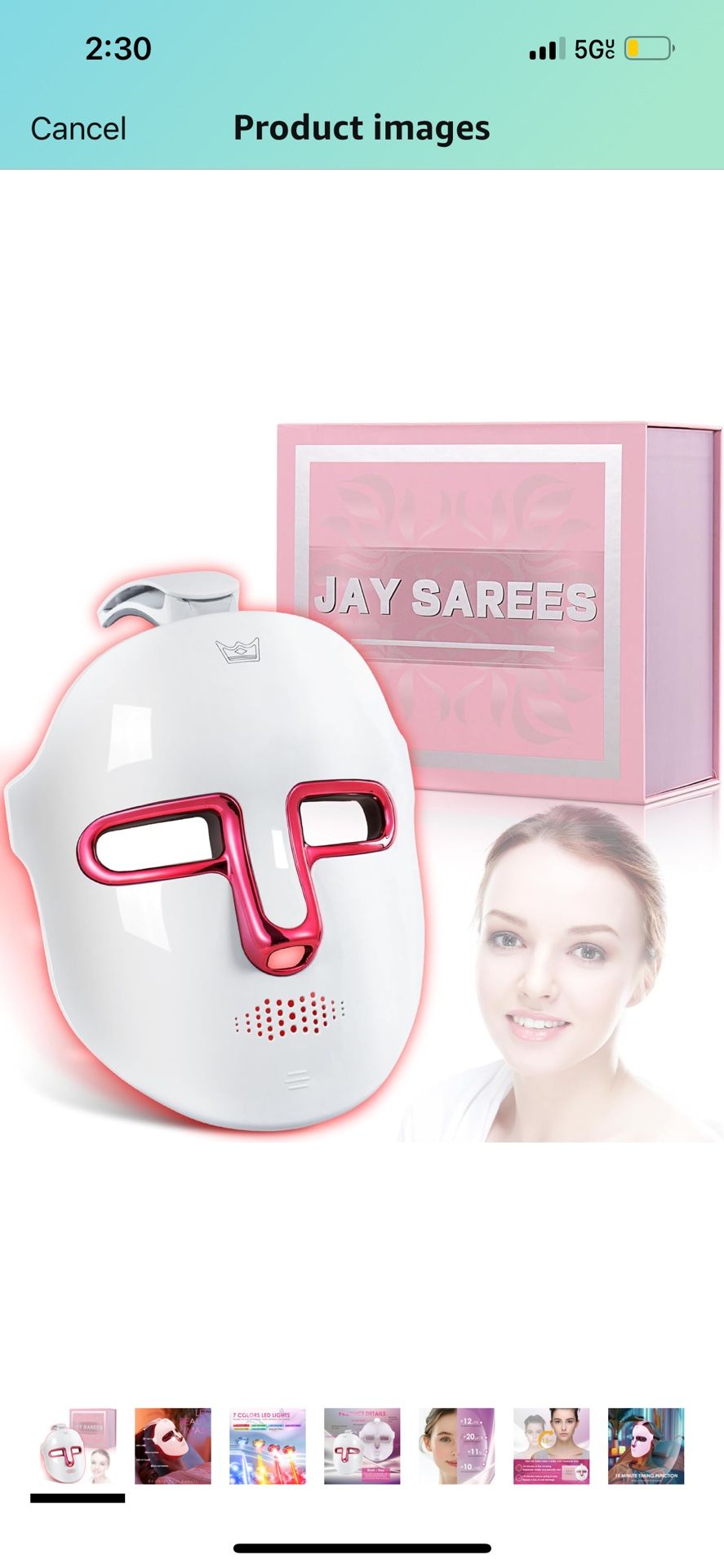Red-Light-Therapy-for-Face, 7-1 Colors Led Face Mask Light Therapy, Facial Skin Care Mask (White