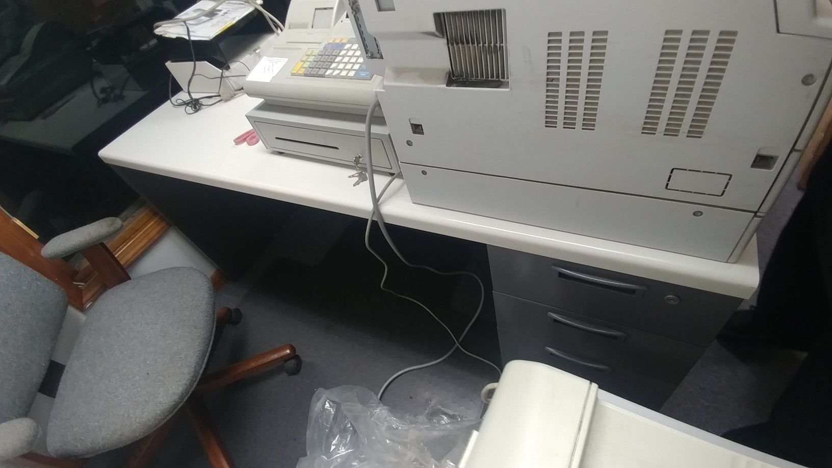 Office desk , chair and floor mat