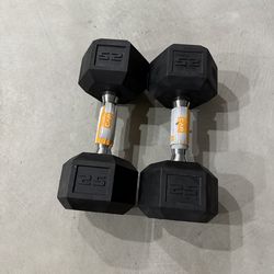 New Rubber Hex 25 LB Dumbbells