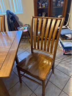 Solid Wood Dining Table Set with 6 Chairs + Leaf