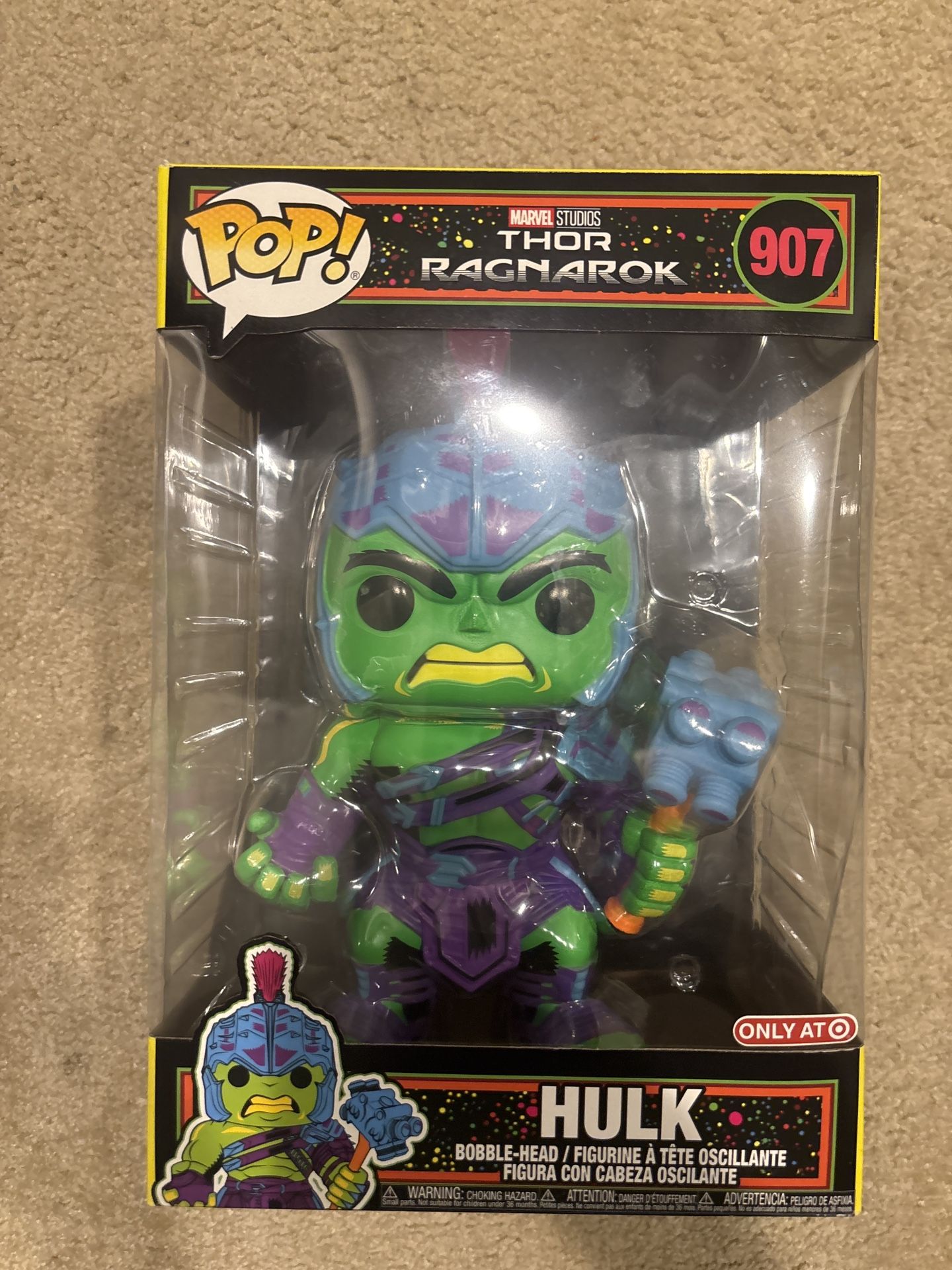 🎯 Funko POP! Hulk #907 – Thor: Ragnarok (Blacklight Edition, Target Exclusive) – 10” Vinyl Figure – NEW