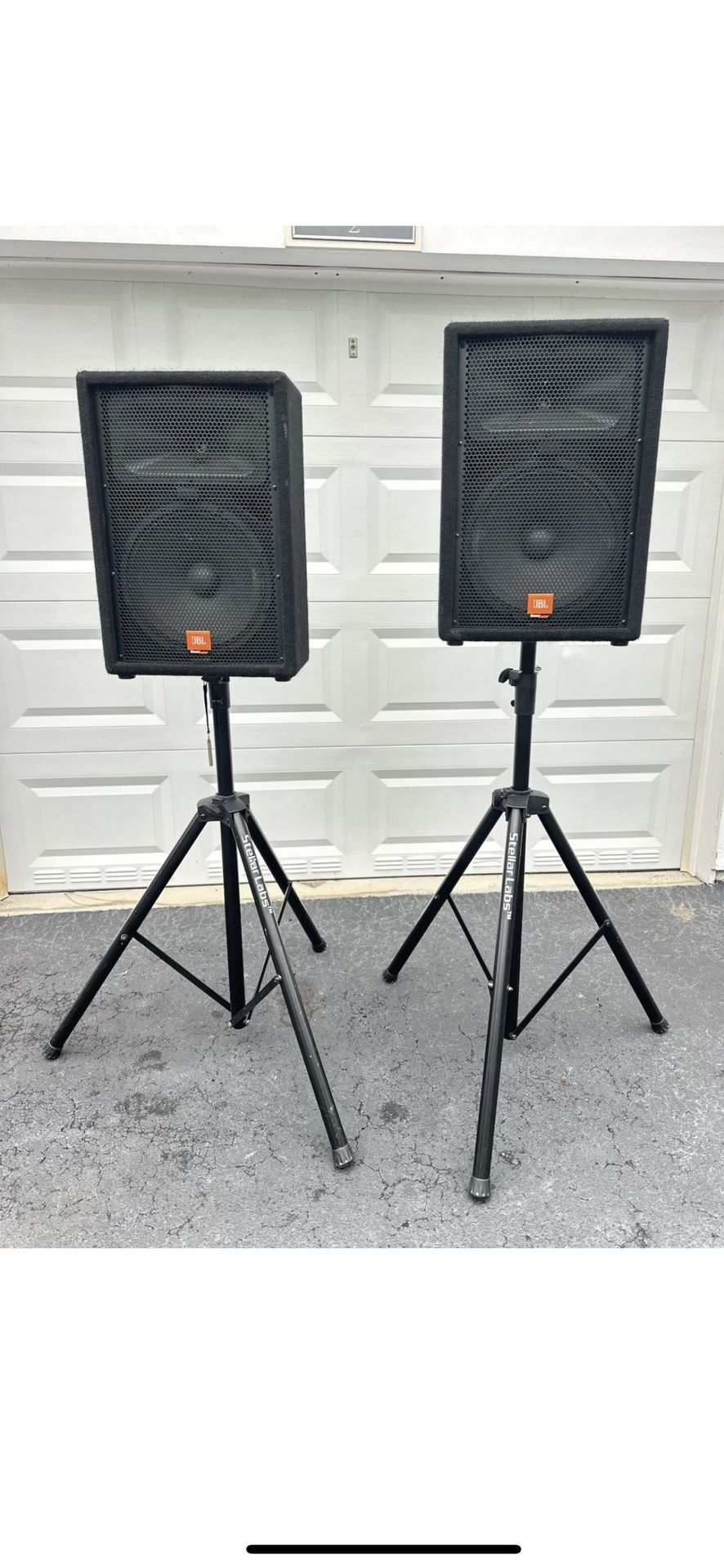 JBL Soundfactor SF12M Black Speakers (Pair) and Stands 