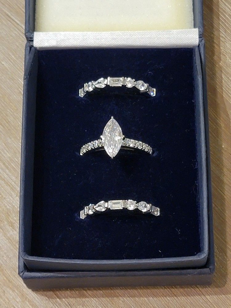 Facets Of Our Love Stacking Diamonesk Trio Ring Set, Size 9