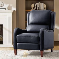 HULALA HOME Leather Recliner Chair, Modern Push Back Recliner Chair with Adjustable Backrest & Footrest, Casual Single Leather Sofa, Comfy Upholstered