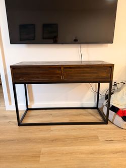 Wood and Metal Console Table with Drawers