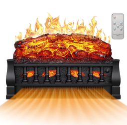 21 Inches Electric Fireplace Insert Log Heater Set with Adjustable Flame Brightness and Flicker Speed