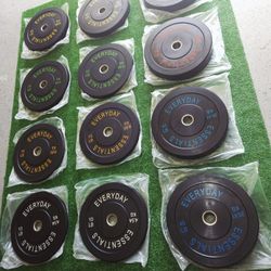 Bumper weight plates (NEW) 370LB set, Olympic