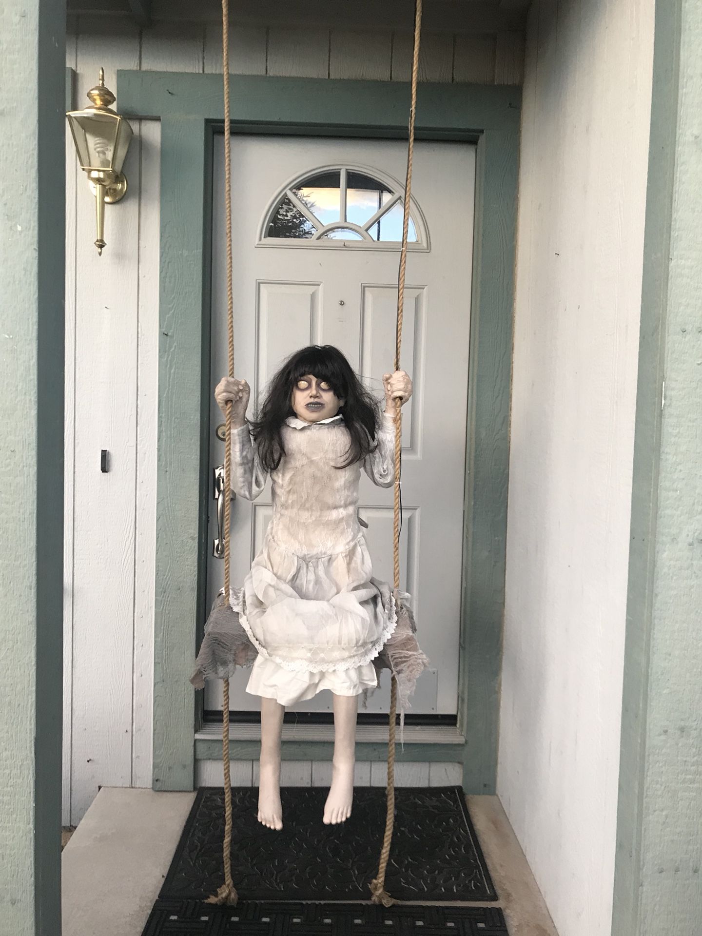 Halloween Animated Spirit Prop Zombie Girl Swinging
