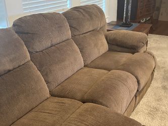 Laz y Boy Brown Fabric Reclining Sofa & Chair