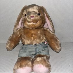 Build A Bear Brown Bunny Rabbit Plush Pink Floppy Ears Stuffed Animal 15"