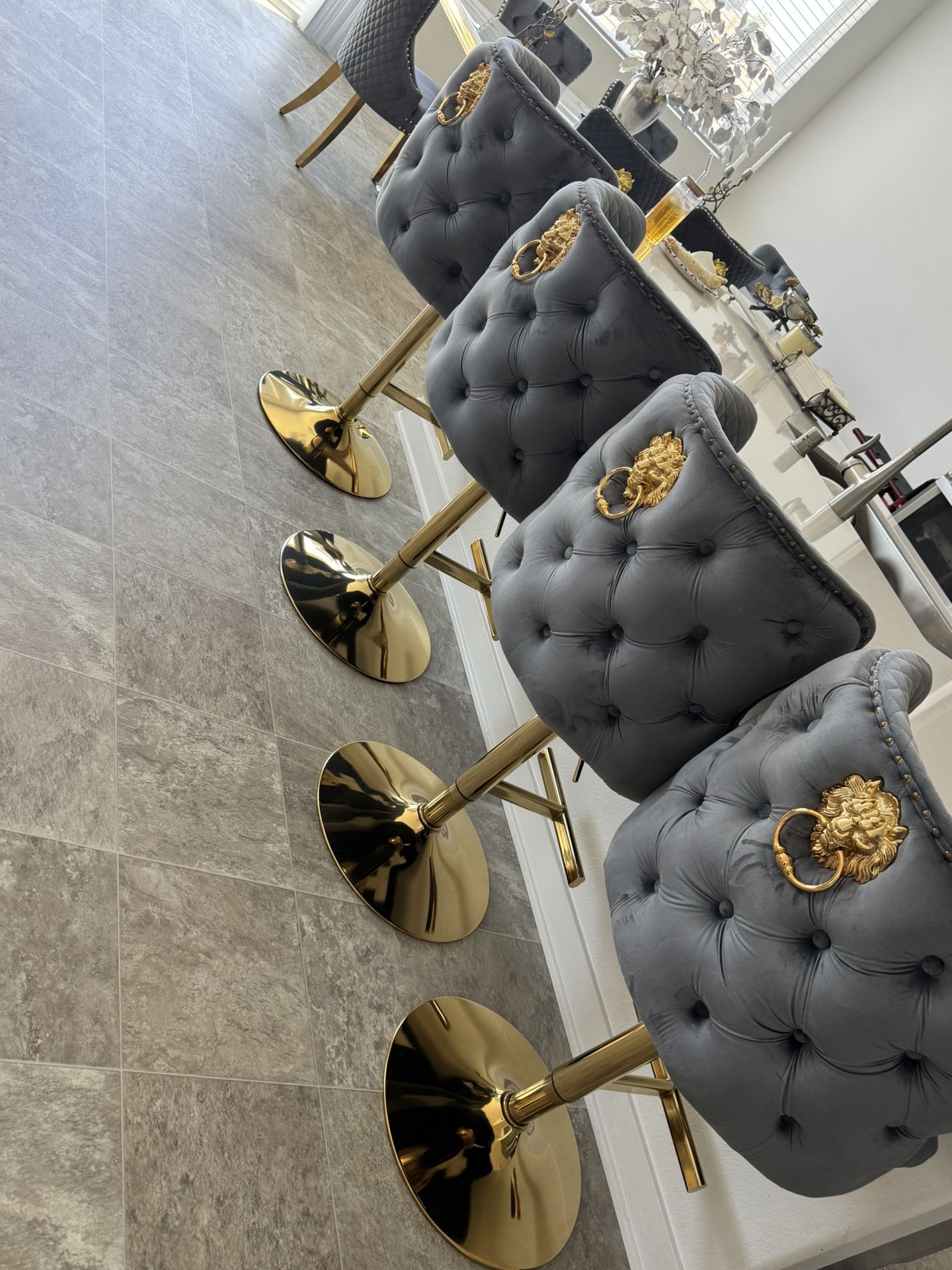 New 4 Velvet Stools Chair