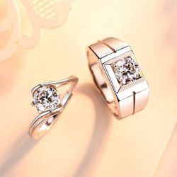 Moissanite Solitaire You and Me A pair of Engagement Ring 1 Carat for Lovers 