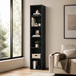 Narrow Bookcase, Tall Corner Bookshelf for Bedroom, Living Room, Study