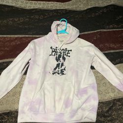 Hippie Women's Tie-Dye Graphic Print Pullover Hoodie White Purple Long Sleeve