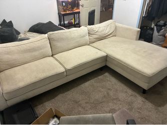 Beige Sectional Couch with Chaise – 113” x 69”