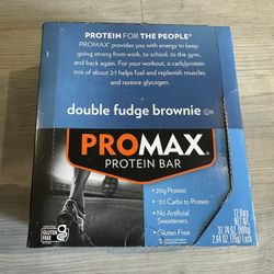 ProMax Protein Bar, Double Fudge Brownie, 12 Bars, 2.64 oz Exp 6/25
