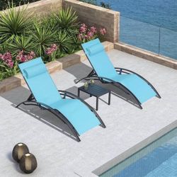 PURPLE LEAF Patio Chaise Lounge Set Outdoor Beach Pool Sunbathing Lawn Lounger Recliner Chair Outsid