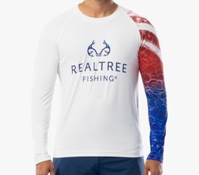 Realtree Men's Long Sleeve Performance Patriotic Fishing Shirt Size Small