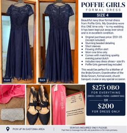 Poffie Girls Navy Formal Dress Size 4