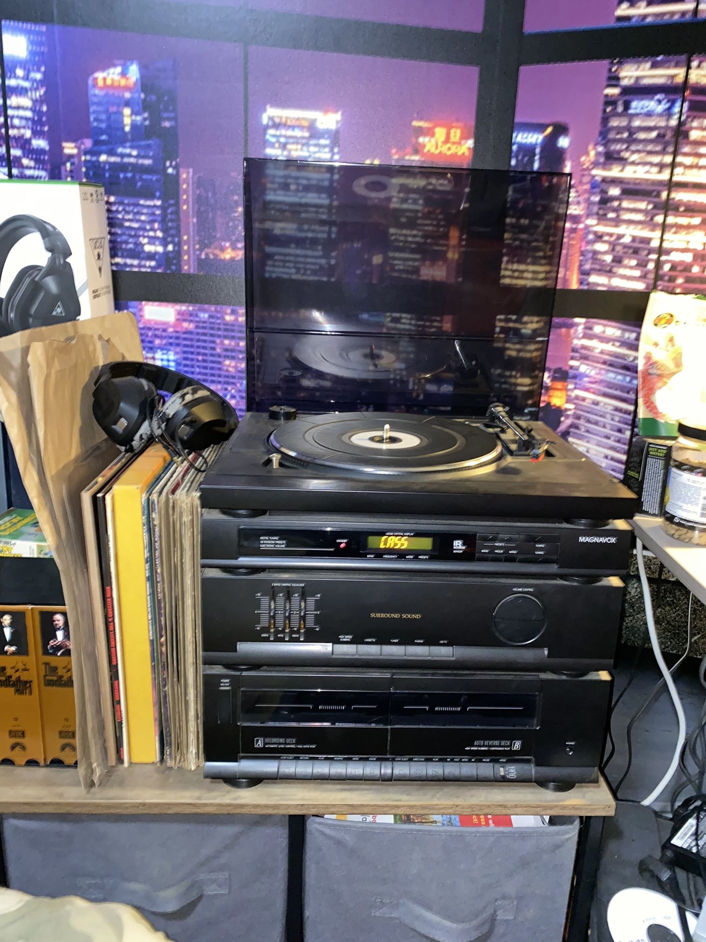 Magnavox , Record Player And Dual Tape Cassette 
