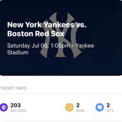 Yankee Game Tickets 7/6/24 In NY