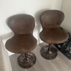 Bar Stools Suede Brown 