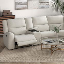 Sectional With Reclining Chairs Storage Console With Cup Holders