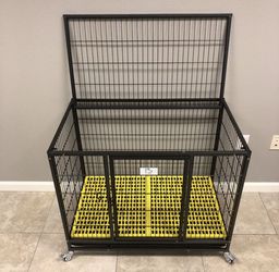 ⚡️Heavy Duty⚡️ 37” Dog Kennel Cage With Wheels And Removable Tray!!