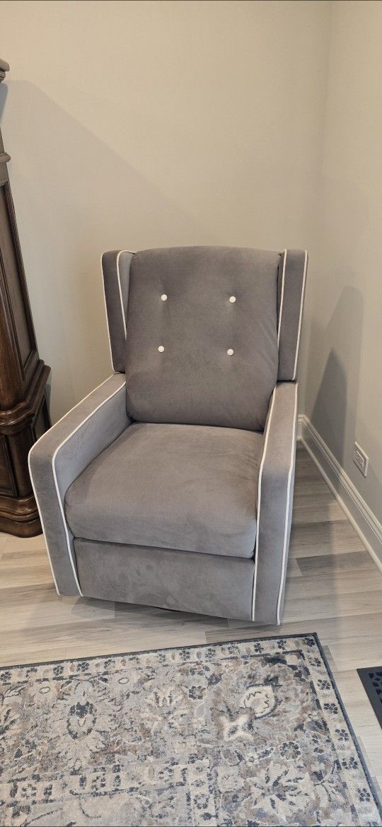 Light Gray, Microfiber Swivel Glider Recliner Rocker, Nursery