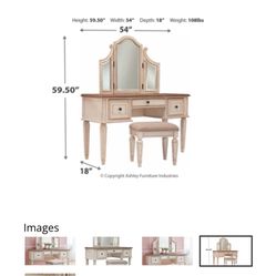 Vanity With Mirror And Stool