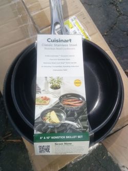 Cuisinart classic stainless steel stainless steel cookware, 8"&10" nonstick skillet set