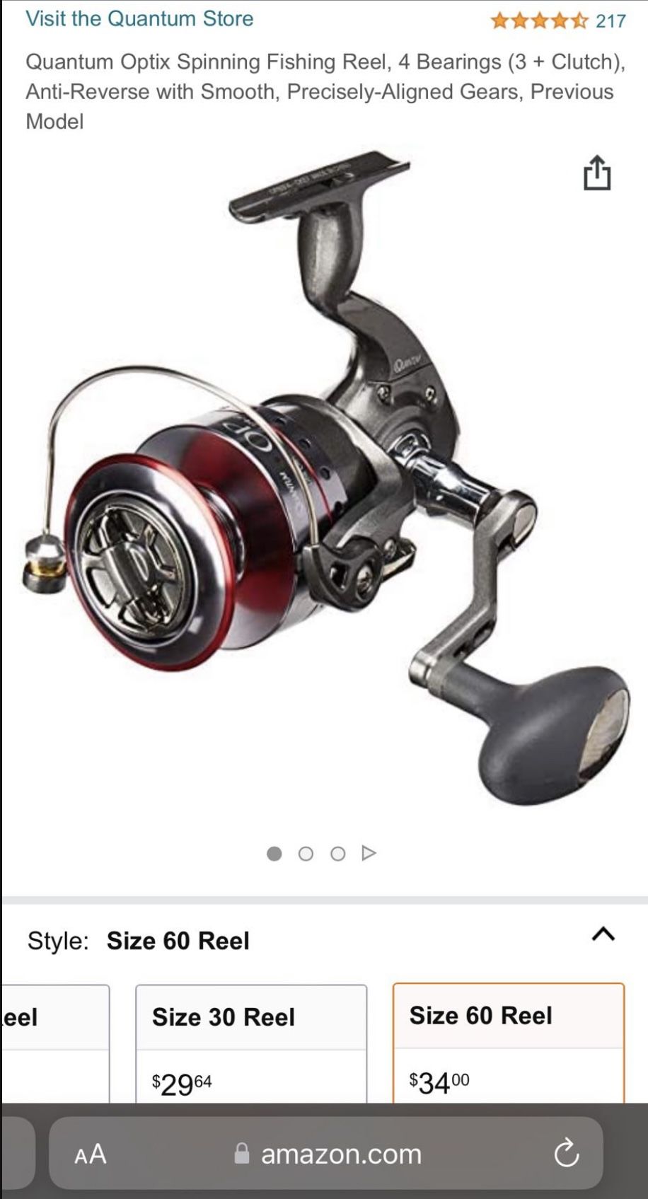 Brand New Quantum Optix Spinning Fishing Reel, Size 60 for Sale in