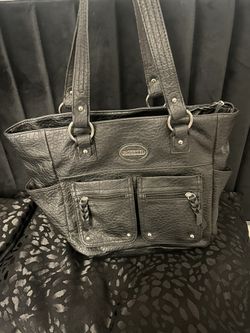 black leather tote