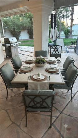 7 Piece Outdoor Dining Patio Set With Cushions (Delivery Available)