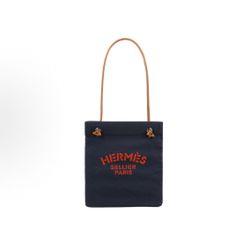 HERMES Aline Simple Casual Canvas Canvas Bag Shoulder Bag Men's and Women's Same Style Indigo Blue Gold Brown(256)72