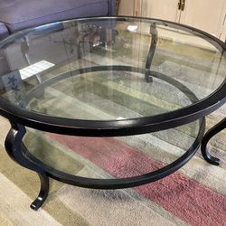 Modern Round 2 Tier Glasstop Coffee Table