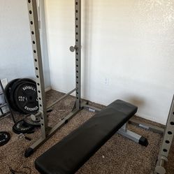 Power rack With Weights And bench