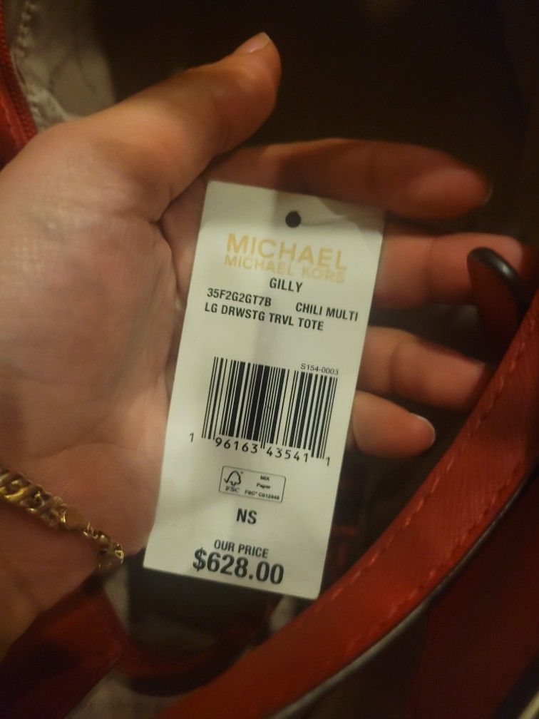 Michael Kors Gilly Chili Multi Drawstring Travel Large Tote Bag